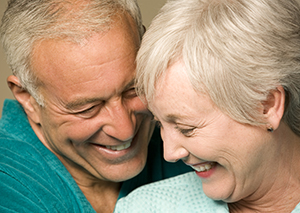 Man and woman laughing.